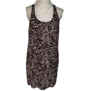 Nation Ltd Paloma Dress Medium M Womens Animal Print Brown Tan Made In USA